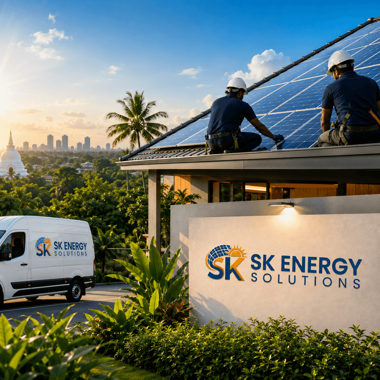 SK Energy Solar team installing solar panels